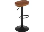 Sgabello Da Bar In Legno - Sgabello Girevole Regolabile In Altezza - Legno Massiccio E Metallo, Seduta A Sella, Poggiapiedi, Altezza Regolabile 60-81 Cm, Dimensioni 41,5×31,5 Cm - Marrone