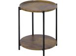 Tavolino Rotondo - Tavolino - 2 Ripiani - Piano Rimovibile - 43,2×49,5×43,2 Cm - Mdf/Metallo - 30 Kg - Legno Vintage - Grigio Chiaro