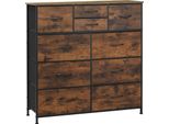 Mobile Contenitore - Credenza/Cassettiera - Struttura In Metallo - Piano In Mdf - Stile Industriale Per Soggiorno/Disimpegno - Si Monta Da Solo - Vintage Marrone/Nero
