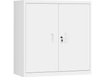 Armadio Per Archiviazione - Armadio Per Ufficio - Due Ante - Chiusura A Chiave - Metallo - 90 X 40 X 92 Cm - Bianco