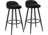 Sgabello Da Bar - Sgabello Da Banco - Set Di 2 - Altezza Seduta 69,5 Cm - Con Poggiapiedi - Non Regolabile In Altezza - Portata 120 Kg - Velluto Nero