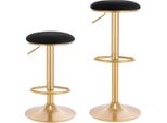 Set Di 2 Sgabelli Da Bar - Altezza Regolabile 61-82 Cm, Girevole A 360° - Poggiapiedi - Seduta In Velluto + Struttura In Metallo - Portata 120 Kg - Nero