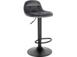 Sgabello Da Bar - Da Banco/Bar - Altezza Regolabile 62-83 Cm, Girevole, Con Schienale E Poggiapiedi, Velluto + Metallo, Seduta 39X30 Cm, Base 38,5 Cm - Grigio Scuro