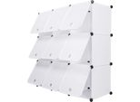 Scaffale A Cubo - Sistema Modulare A 9 Cubi - Sistema A Innesto Fai Da Te - 111 X 111 X 35 Cm - Pp/Abs - 10 Kg Per Ripiano - 3 Livelli - Bianco