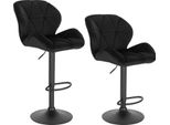 Set Di 2 Sgabelli Da Bar - Sgabello Da Cucina - Altezza Seduta Regolabile 60-82 Cm - Girevole A 360° Con Alzata A Gas - Rivestimento In Velluto - Struttura In Acciaio Cromato Con Poggiapiedi - Seduta 50X40 Cm - Nero