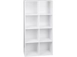 Libreria - Scaffale Portaoggetti - 8 Scomparti - 3 Livelli - Legno Mdf - Indipendente - 60 X 29,5 X 121 Cm - Bianco