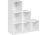 Libreria - Scaffale A Cubo Con 6 Scomparti - Dimensioni 90 X 90 X 30 Cm - Truciolato Rivestito In Melamina - Portata 10 Kg Per Scomparto - Si Monta Da Soli - Bianco
