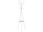 Appendiabiti A Stelo - Appendiabiti Ad Albero - Con Ripiano (Vassoio Rotondo 29 Cm) - 9 Ganci - Metallo + Mdf - 50X50X180 Cm - Bianco