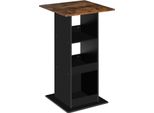 Tavolo Da Bar In Legno - Tavolo Da Bistrot - Piano 60X60 Cm - Altezza 112 Cm - Con 3 Ripiani - Portata 100 Kg - Per 2 Persone - Marrone Rustico