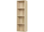 Libreria - Scaffale D'angolo - 4 Ripiani - 24 X 106 X 30 Cm - Mdf E1 Con Melamina - 15 Kg Per Ripiano - A Libero Accesso - Legno Di Quercia Chiaro