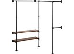 Appendiabiti A Parete - Armadio A Giorno - Due Ripiani - Mdf + Metallo - 130,5 X 187 X 130,5 Cm - Portata 150 Kg - Nero