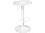 Sgabello Da Bar In Legno - Sgabello Da Bar Girevole E Regolabile In Altezza - Legno Massiccio E Metallo - Seduta A Sella - Poggiapiedi - Altezza 60-81 Cm - Dimensioni 41,5 X 31,5 Cm - Bianco
