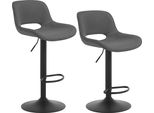 Set Di 2 - Sgabello Da Bar - Altezza Regolabile - Girevole - Rivestimento In Lino Traspirante - Poggiapiedi In Metallo - Senza Braccioli - 49X49X106 Cm - Grigio Chiaro