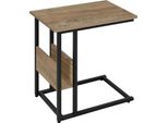 Tavolino Da Divano - Tavolino A C/Tavolino - 55 X 36 X 59,5 Cm - Struttura In Metallo - Piano In Mdf - Portata 10 Kg - Rettangolare - Grigio Effetto Legno