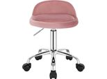 Sgabello Da Ufficio - Sedia Girevole - Altezza Regolabile 43-54,5 Cm - Schienale Basso - Ruote - Seduta 30X30 Cm - Fino A 120 Kg - Velluto Rosa