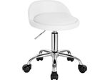 Sedia Da Ufficio - Sgabello Girevole - Con Rotelle - Altezza Regolabile 53-65,5 Cm - Schienale Basso - Senza Braccioli - Cuoio - Bianco