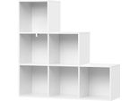 Libreria - Scaffale Per Scale - 6 Scomparti, 90X30X90 Cm, 3 Livelli, Truciolato, Carico Totale 60 Kg - Bianco