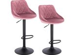 Set Di 2 Sgabelli Da Bar - Sgabello Da Bar Girevole E Regolabile In Altezza - Velluto, Poggiapiedi, Acciaio Cromato - Altezza 84-106 Cm, Seduta 35X38 Cm, 100 Kg - Viola