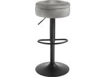 Sgabello Da Bar - Regolabile In Altezza - Girevole A 360° - Rivestimento In Velluto Con Schienale - Altezza Seduta 60,5 Cm, Larghezza 38 Cm - Grigio Chiaro
