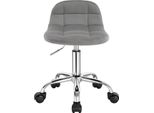 Sedia Da Ufficio - Sgabello Girevole - Schienale Basso, Altezza Regolabile 56,5-68 Cm, Con Rotelle, Senza Braccioli, Rivestimento In Tessuto - Grigio Chiaro