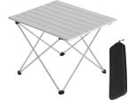 Tavolo Da Campeggio - Tavolo Pieghevole In Alluminio - Leggero E Portatile, Con Borsa Per Il Trasporto - Dimensioni 56X46X40 Cm, Rettangolare - Per Il Campeggio - Grigio Chiaro/Argento