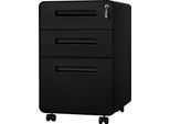Piedistallo Mobile Per Ufficio - Armadio Per Archiviazione - Chiusura A Chiave - 3 Cassetti - Metallo - Con Rotelle - 40 X 63 X 50,8 Cm - Nero