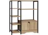 Libreria Ad Angolo - Scaffale Verticale - 4 Livelli - Con Armadio Ad Ante - Mdf - 80X35X97 Cm - Rovere Chiaro