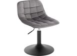 Sgabello Da Bar - Sgabello Girevole - Rivestimento In Velluto - Altezza Regolabile 60,5-72 Cm - Girevole A 360° - Con Schienale - Seduta 42,5X35 Cm - Grigio Scuro