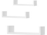 Set Di Mensole Da Parete - Mensole Galleggianti A U - Set Di 3 - Legno - Per Libri Cd Dvd - Montaggio A Parete - Dimensioni 26/34/42 X 9,7 Cm - Bianco