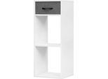 Libreria - Scaffale A Cubo - 3 Livelli - 1 Cassetto In Tessuto - Contenitore Aperto - 32,4X80X30 Cm - Indipendente - Bianco