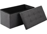 Pouf Contenitore - Sgabello - Rivestimento In Lino - Dimensioni 76 X 38 X 38 Cm - Spazio Di Archiviazione 80 L - Portata 150 Kg - Pieghevole - Grigio Scuro