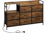 Mobile Contenitore Per Il Soggiorno - Cassettiera - Legno - Look Vintage - Design Moderno - 132 X 88 X 30 Cm - Da Assemblare - Marrone