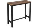 Tavolo Da Bar Tavolo Da Bistrot - Tavolo Alto Da Bar - 100 X 40 X 100 Cm - Per 2 Persone - Struttura In Truciolato E1 E Acciaio - Idrorepellente - Rettangolare - Aspetto Legno Vintage Marrone