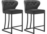 Set Di 2 Sgabelli Da Bar - Sgabello Da Banco Con Schienale - Velluto, Poggiapiedi, Altezza Fissa, Non Girevole - Dimensioni 49 X 85 X 48,5 Cm - 120 Kg - Grigio Scuro