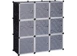 Scaffale 9Er Cube - Scaffale Modulare A Innesto - Sistema A Innesto Fai Da Te - 111 X 111 X 35 Cm - Pannelli In Pp + Connettori In Abs - 10 Kg Per Ripiano - Nero