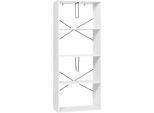 Libreria - Scaffale Verticale - 4 Livelli - 60 X 149 X 30 Cm - E1 Mdf - Protezione Antiribaltamento - 10 Kg Per Ripiano - Per Libri E Dvd/Cd - Bianco