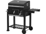 Barbecue A Carbonella - Barbecue A Cavalletto/Carrello - Altezza Regolabile - Acciaio - 113×45,5×100 Cm - Con Rotelle - Nero