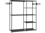 Armadio A Giorno - Appendiabiti Con Ripiani - 8 Ripiani - Asta Porta Abiti E Ganci - 148 X 166 X 42,5 Cm - Asta 15 Kg/Ogni Ripiano 5 Kg - Nero