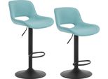 Set Di 2 Sgabelli Da Bar - Sgabello Da Banco - Altezza Regolabile, Girevole A 360° - Rivestimento In Lino Traspirante - Poggiapiedi In Metallo - Schienale Basso Senza Braccioli - Blu Cielo