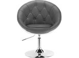 Sgabello Da Bar - Con Braccioli E Schienale - Pelle Finta - Regolabile In Altezza All'infinito - Girevole A 360° - Seduta 46X44 Cm - Bianco Crema