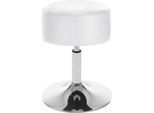 Sgabello Da Bar In Pelle Finta - Sedia Girevole Regolabile In Altezza - Seduta Ø 33,5 Cm - Altezza 52-67 Cm - Struttura In Acciaio Cromato - Portata 100 Kg - Bianco