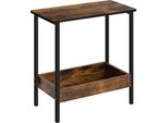 Tavolino - Tavolino/Comodino - Legno, Stile Vintage/Antico - 25×50×55 Cm - Per Soggiorno E Camera Da Letto - Marrone Rustico