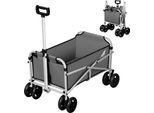 Carrello Da Trasporto Pieghevole - Carrello A Mano/Da Giardino - Portata 80 Kg - Doppie Ruote Con Freno - Tessuto 600D Oxford - Struttura In Metallo - 86X93X54 Cm/54X65X30 Cm - Grigio Scuro