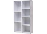 Libreria A Cubo - 7 Scomparti - 59,5X29,5X108 Cm - Mdf - Design Minimalista - Bianco