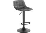 Sgabello Da Bar In Velluto - Con Schienale - Regolabile In Altezza - Girevole A 360° - Altezza Seduta 59,5-81 Cm - Altezza Totale 82,5-104 Cm - Fino A 100 Kg - Grigio Scuro