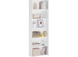 Libreria - Scaffale Aperto Autoportante - 6 Ripiani Regolabili - 60 X 180 X 23,5 Cm - Legno Con Melamina - Max. 60 Kg - Divisorio - Bianco