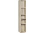 Libreria - Divisorio Indipendente - 5 Livelli - 30 X 151 X 26 Cm - Materiale In Legno E1, Rivestito In Melamina - Ripiani Regolabili 6,4 Cm - Rosso