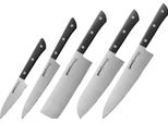 Samura Harakiri Set Professionale Di Coltelli Da Cucina A 5 Pezzi Con Manici Bianchi: Spelucchino, Utility, Nakiri, Santoku E C - Posate Giapponesi Di Qualità