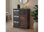 Cassettiera HWC-H21, Cassettiera Mobile, Cassetto A Cestello In Legno Massiccio 80X60X30Cm ~ Marrone Shabby