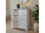 Cassettiera HWC-H21, Cassettiera Mobile, Cassetto A Cestello In Legno Massiccio 80X60X30Cm ~ Bianco Shabby
